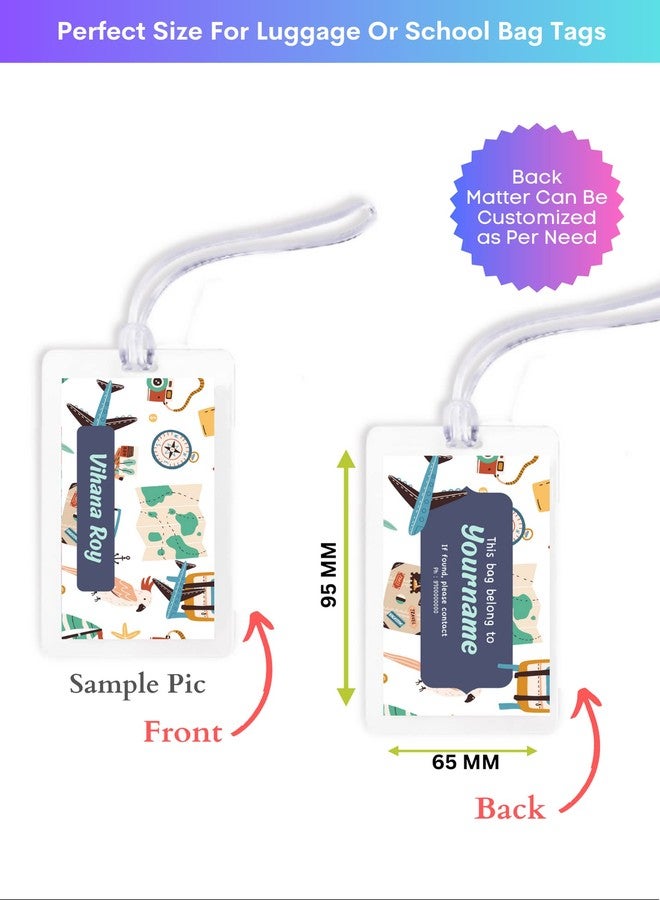 Yellow Nuts بطاقات تعريف الأمتعة الشخصية من يلو ناتس، حقائب مدرسية، ملصقات أسماء، حقائب سفر، بطاقات هوية سفر للأطفال (بنات وأولاد) - Image 3
